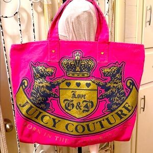 Vintage Y2K Juicy Couture Vibrant Pink Tote with Gold Accents💕
